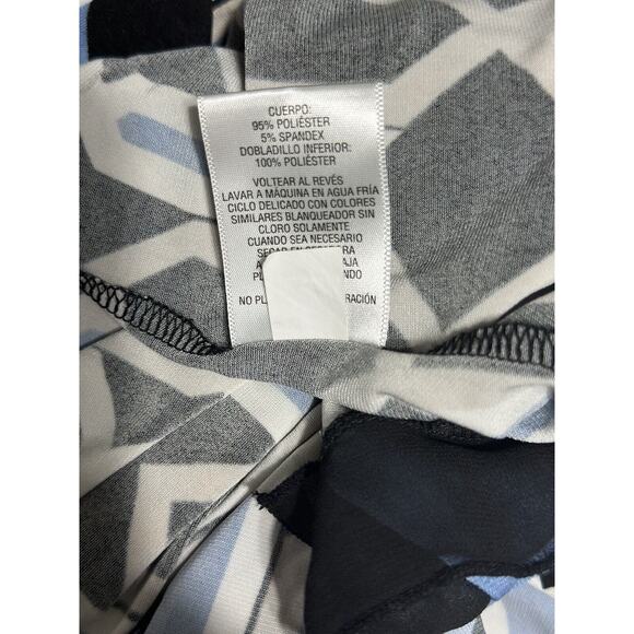 JM Collection Blouse Top 3/4 Sleeves Blue Black Geometric Print Size Medium - Picture 6 of 7